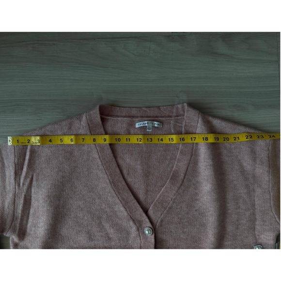 Pink Dusty Rose V Neck Button Front Cardigan Sweater Women XXL Celebrity - Picture 3 of 13